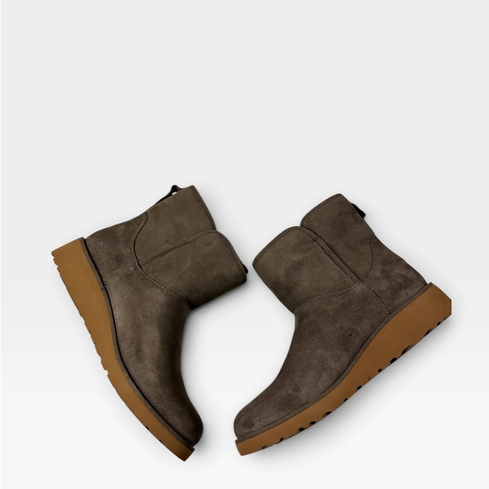 UGG Kristin Ankle Boots 1012497 Womens Size 11 Slate Suede Shearling Wedge NEW - Picture 6 of 10